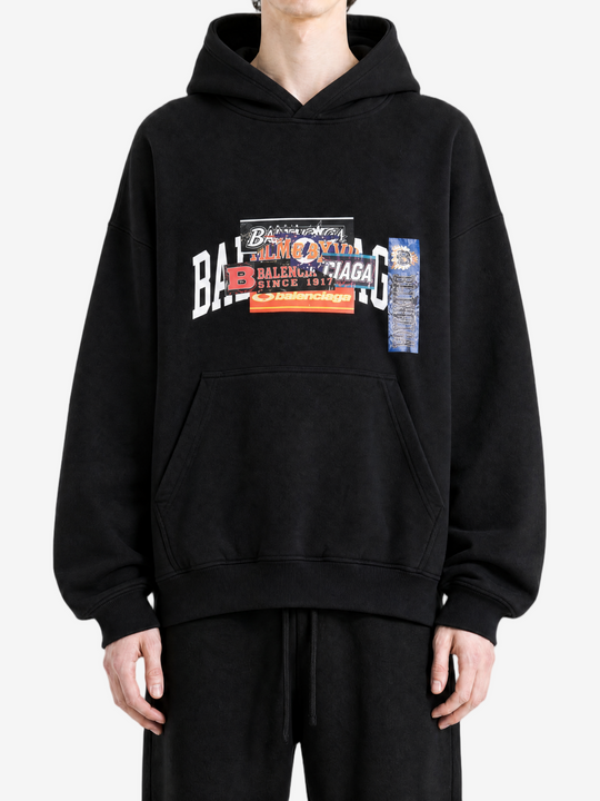 Black hoodie, full body view