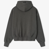 Gray hoodie, back view