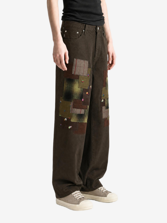 Brown jeans, full body view