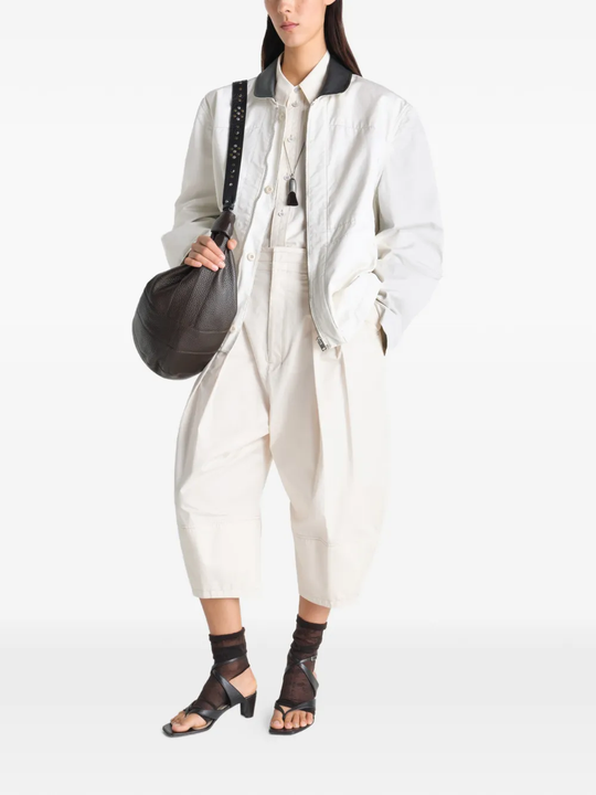 Tan jacket, full body view