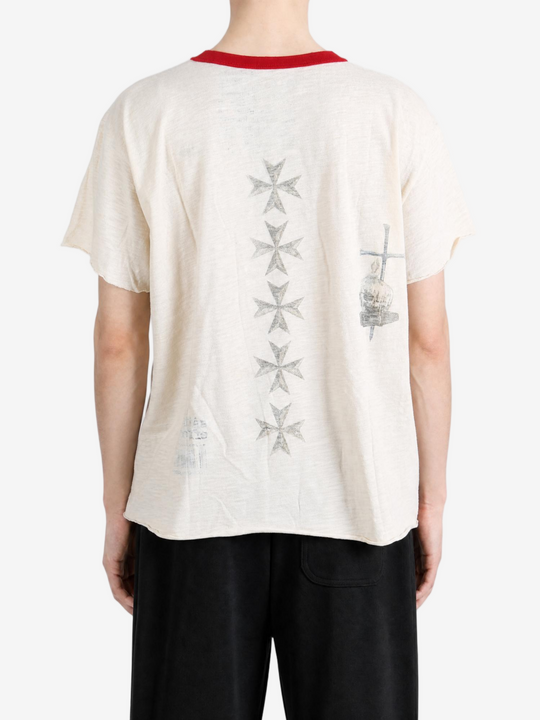 Tan t-shirt, full body view