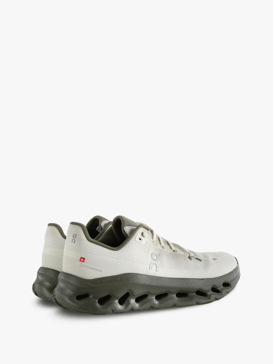 Tan shoes, side view