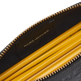 Close up of Black small accessories, showing texture of the Cow Split Leather  and Polyurethane Coating fabric