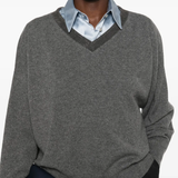 Grey knitwears worn by a person, showing the knitwears fit