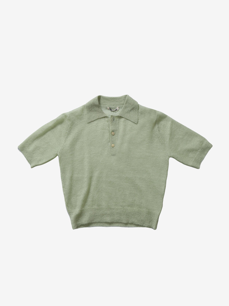 Green polo shirt, front view