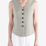 AMOMENTO - Women  Stripe Pocket Vest