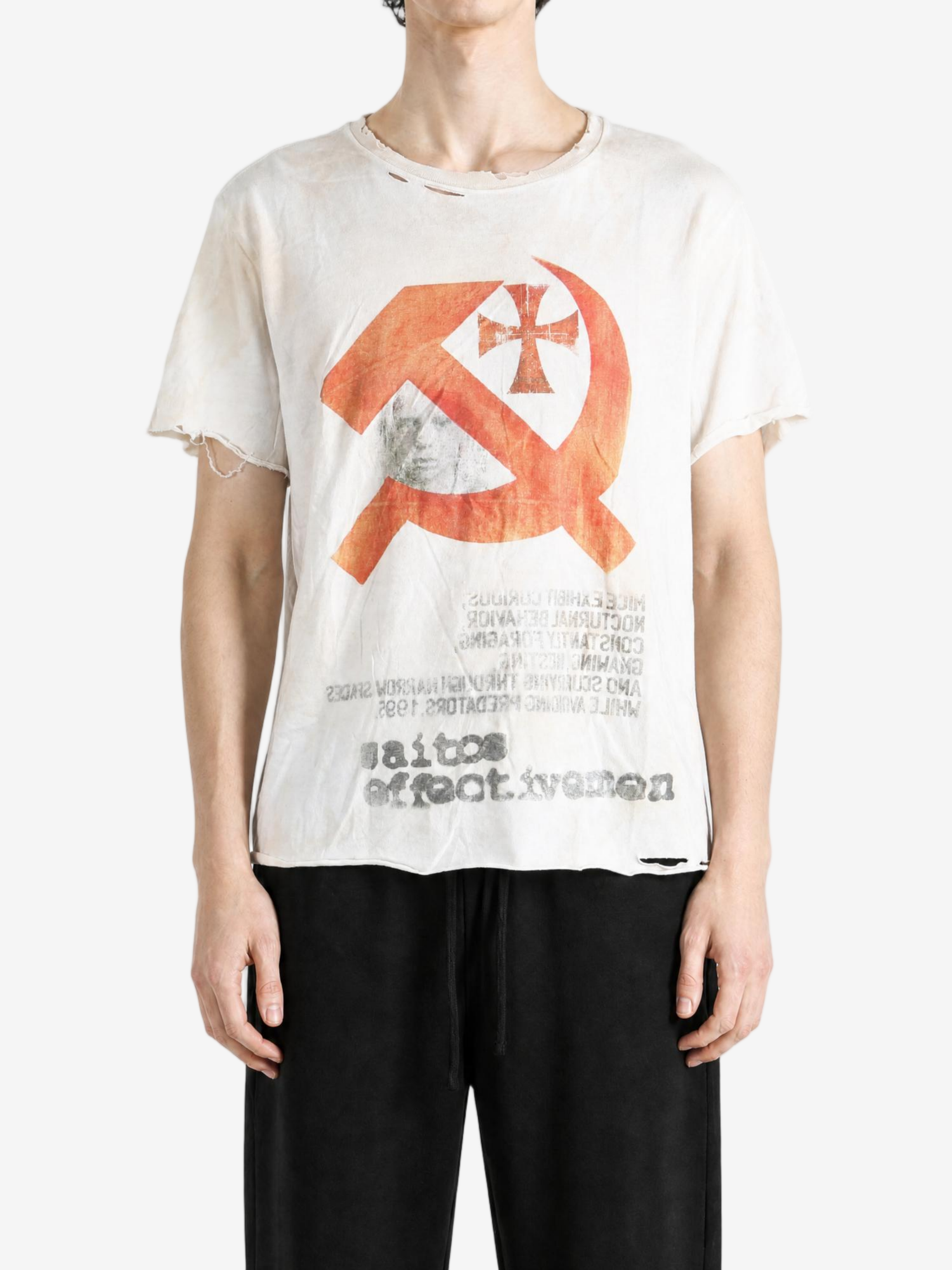 Tan t-shirt, full body view
