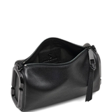 close up of black bags, showing texture of the cow leather fabric