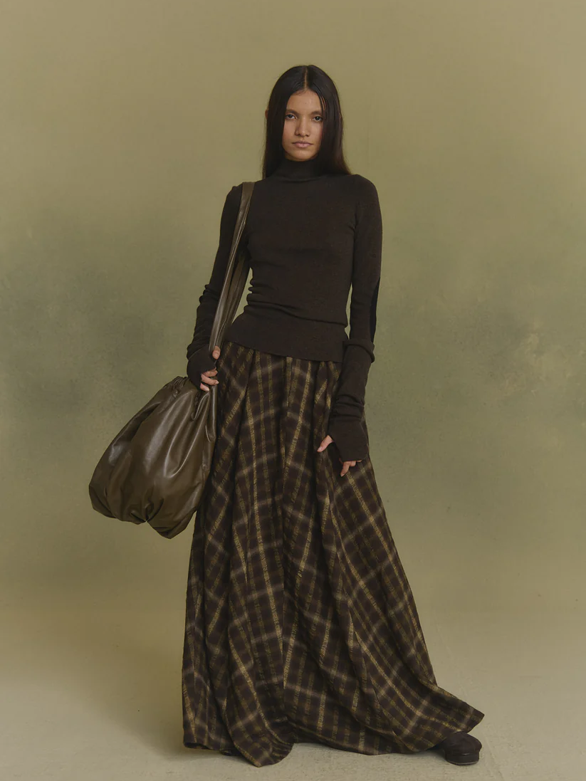 Brown jumper, full body view