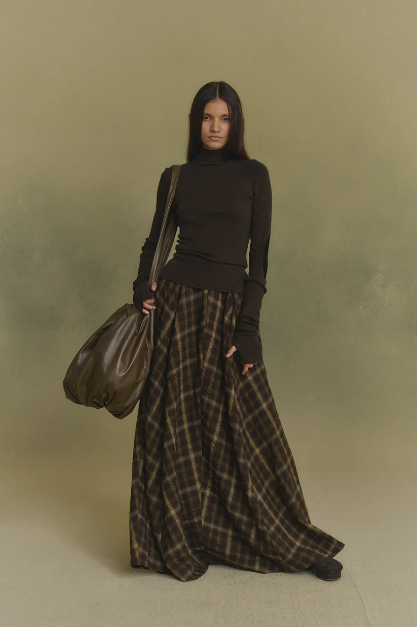 Brown jumper, full body view