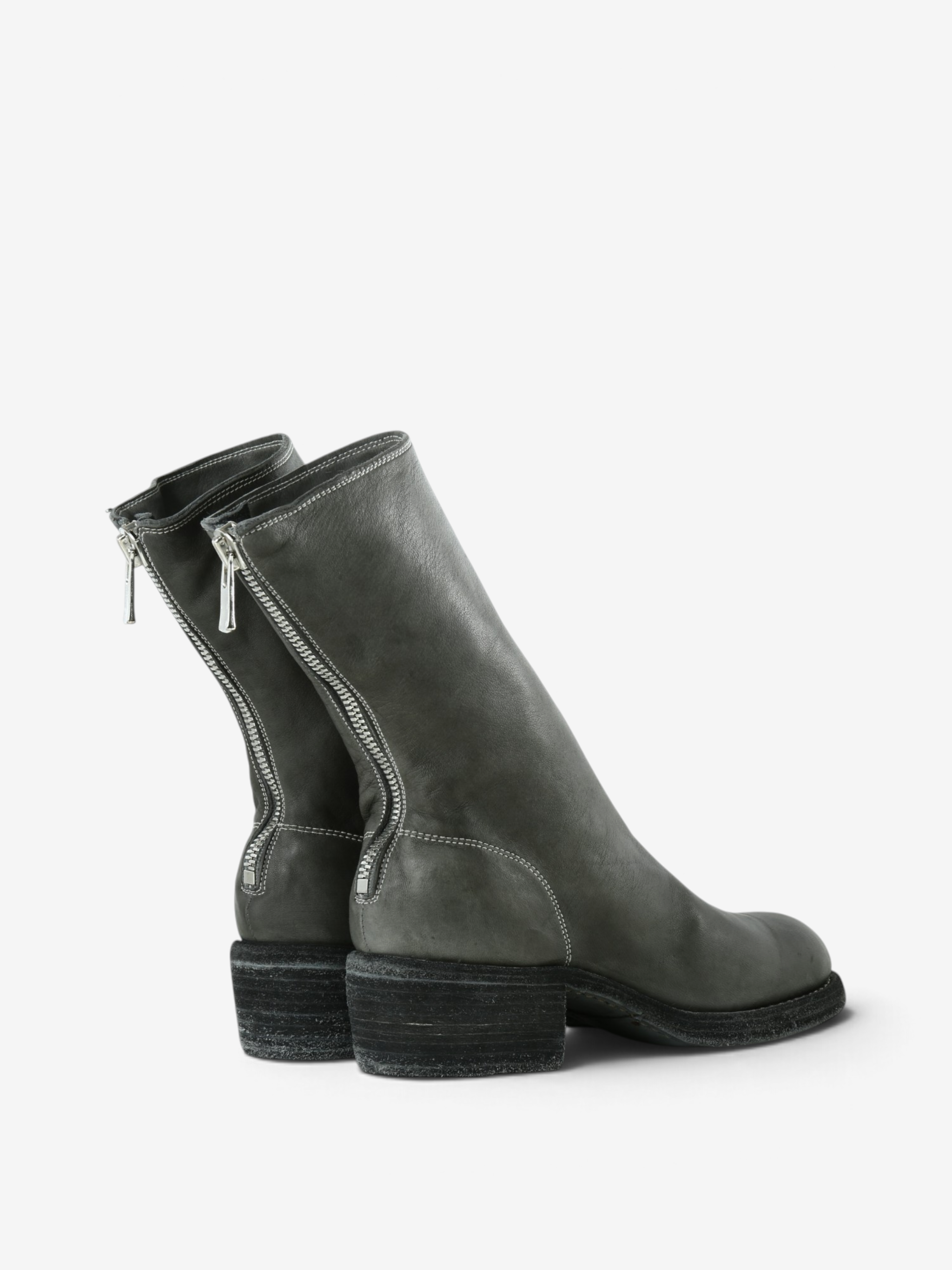 Grey boots, front view