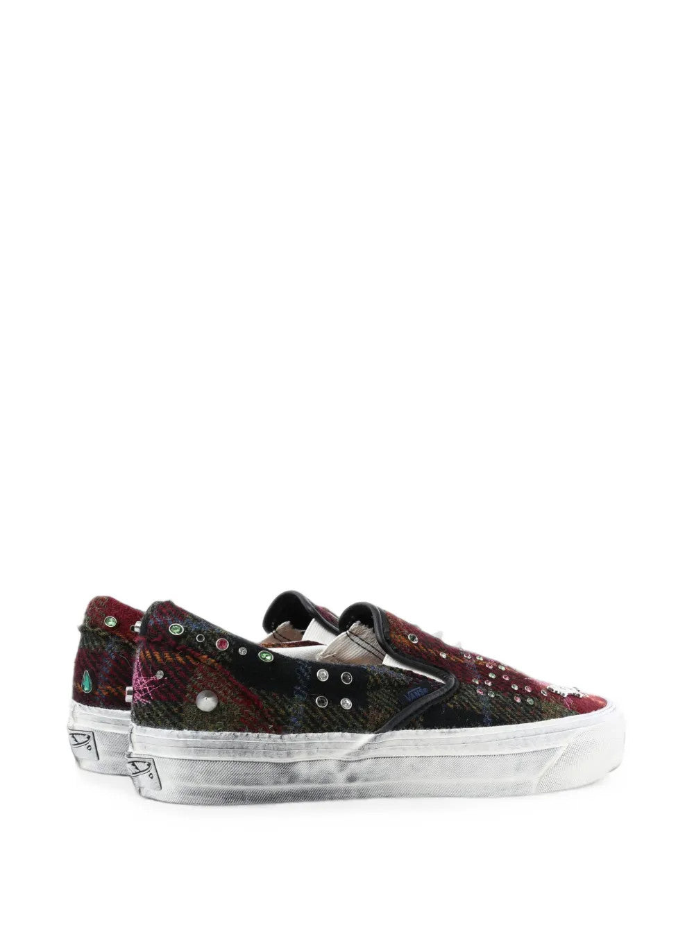 Burgundy shoes, side view