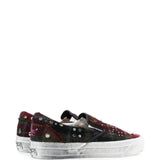 Burgundy shoes, side view