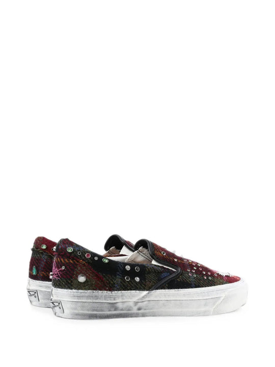 Burgundy shoes, side view