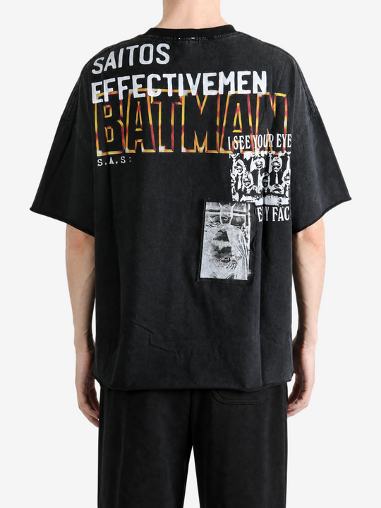 Black t-shirt, full body view