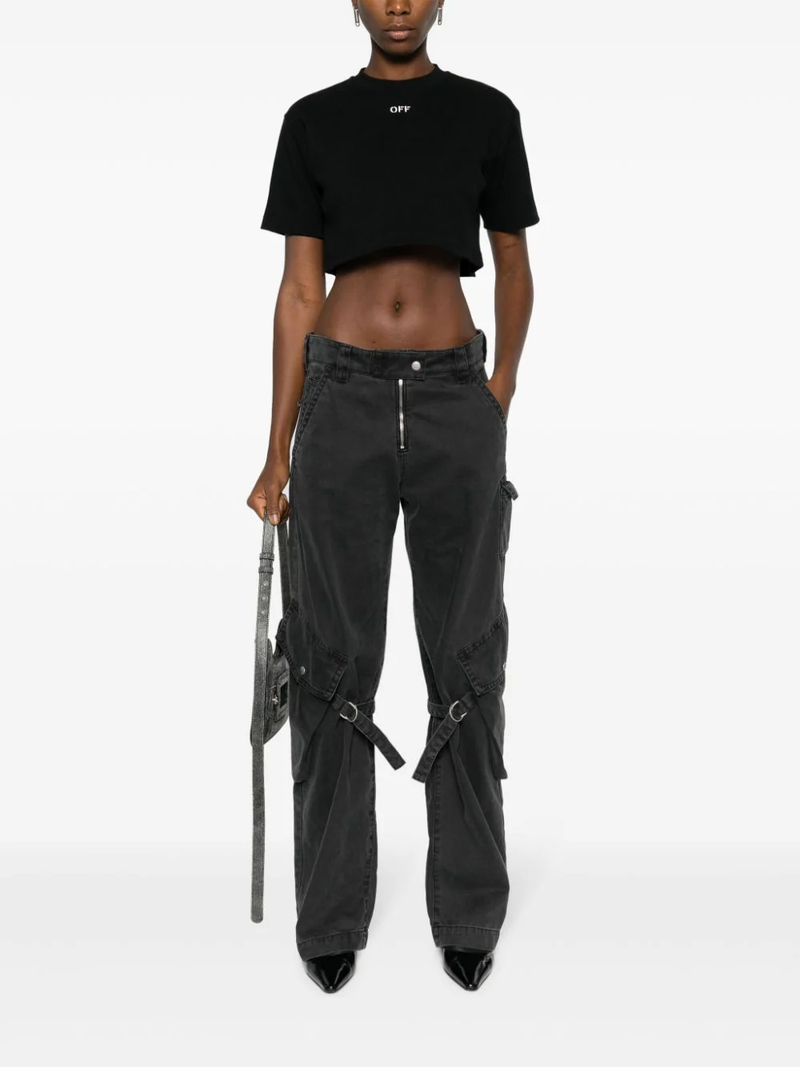OFF-WHITE Women Off Stamp Rib Cropped Tee