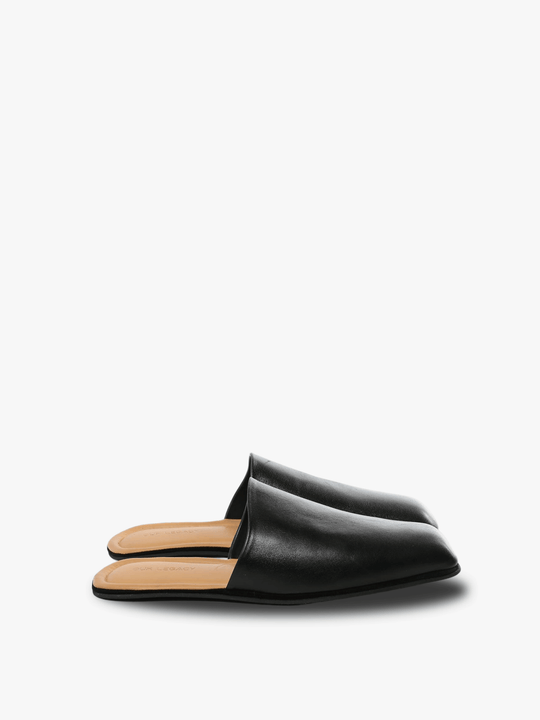 Black loafers-mules, front view