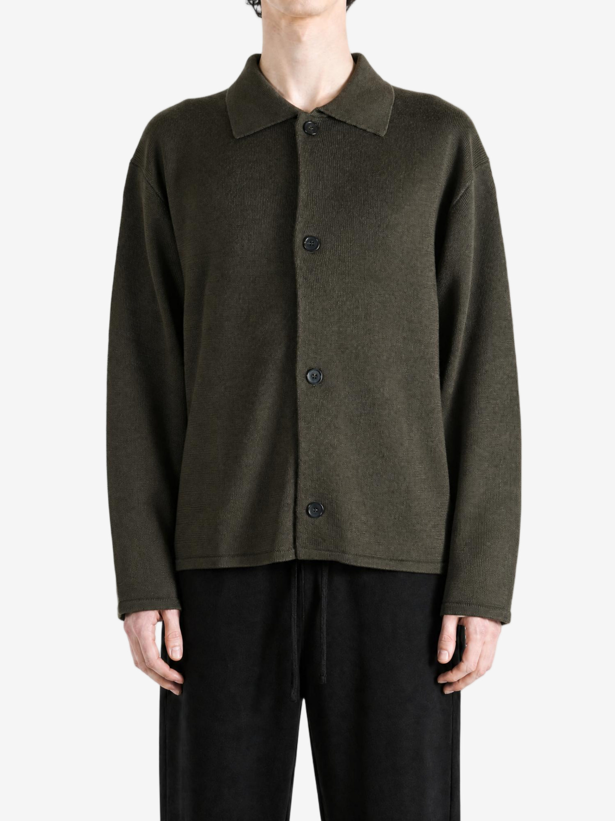 Green knitwear, full body view