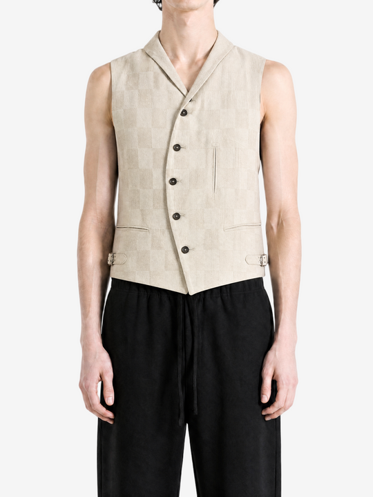 Tan jacket worn by a person, showing the jacket fit