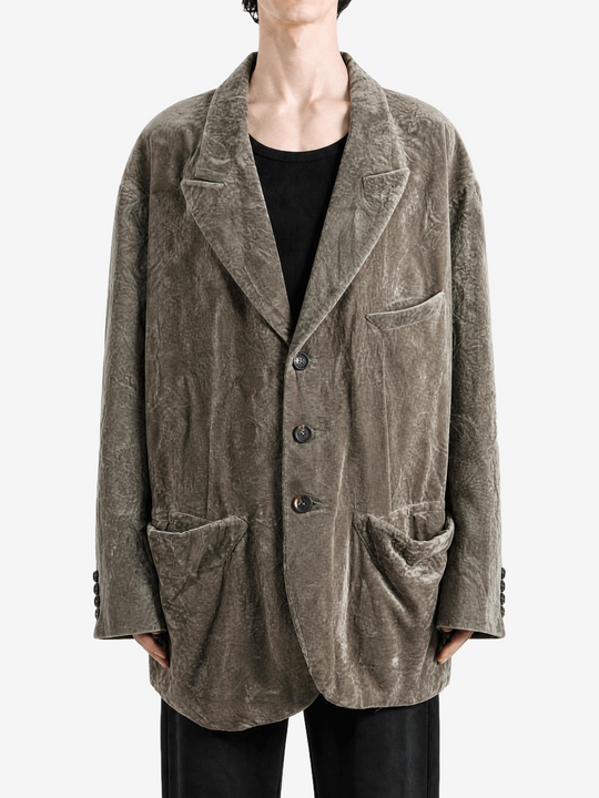 Grey blazer, full body view