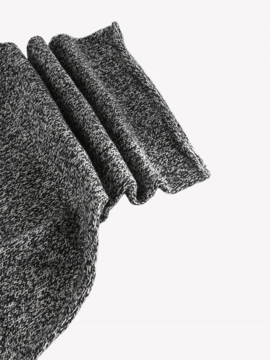 Close up of Grey accessories, showing texture of the 65% recycled cashmere/ 35% cashmere made in fabric
