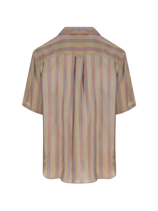 Beige striped shirt,back view