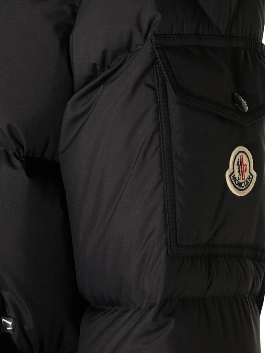 Close up of Black jacket, showing texture of the 100% polyester fabric
