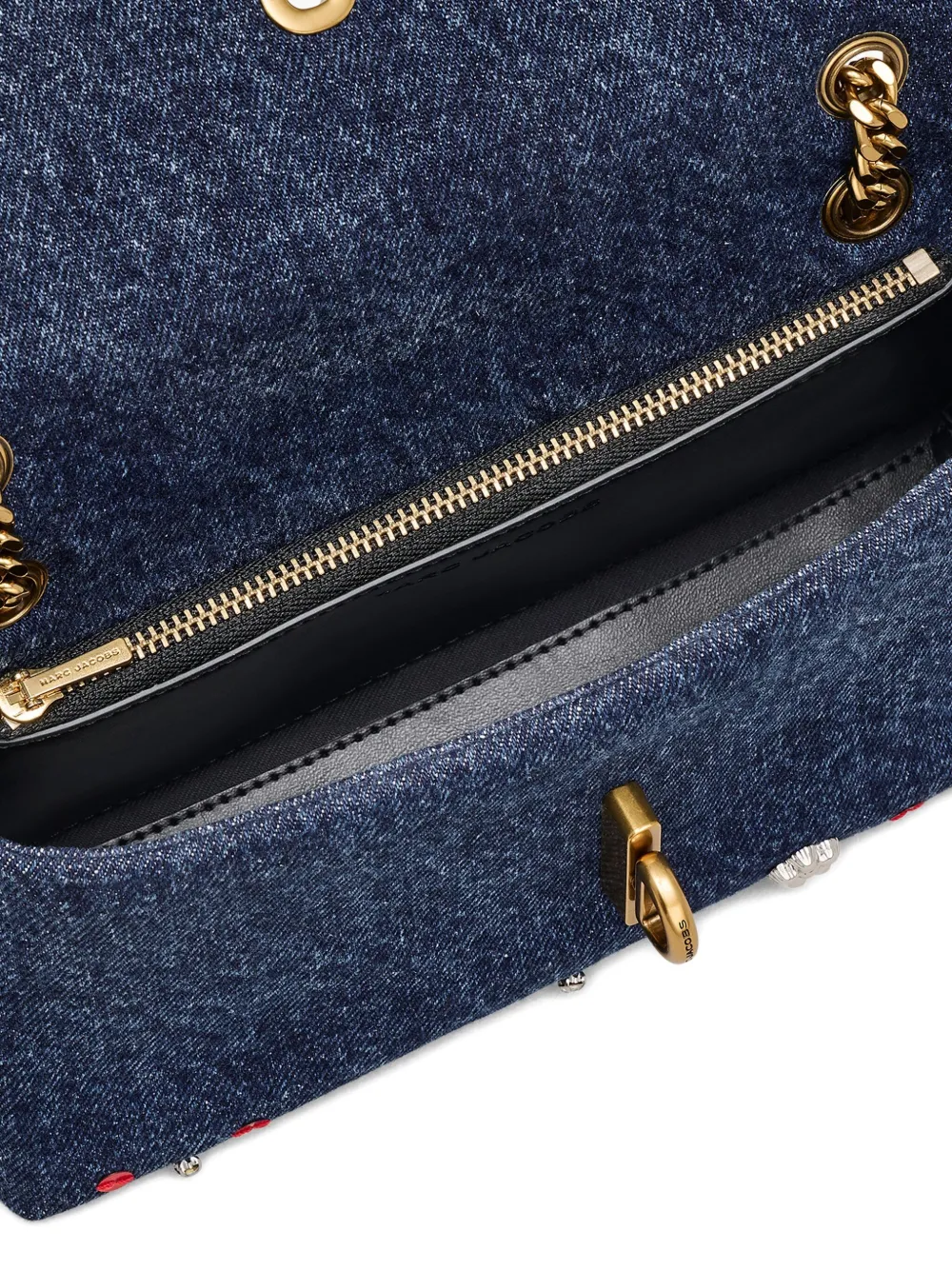 Close up of blue bags, showing texture of the polyester and cotton fabric