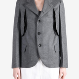 Grey jacket worn by a person, showing the jacket fit