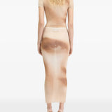 Tan t-shirt, full body view