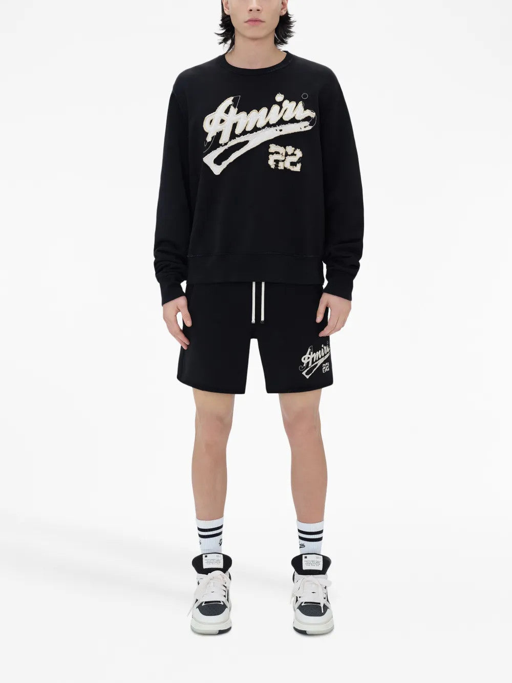 Black t-shirt, full body view