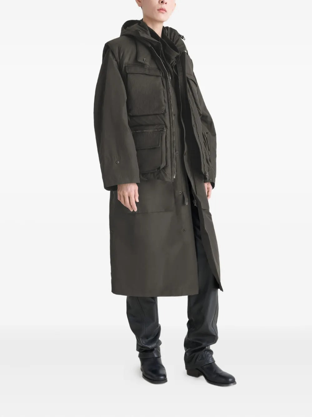 Brown coat, full body view