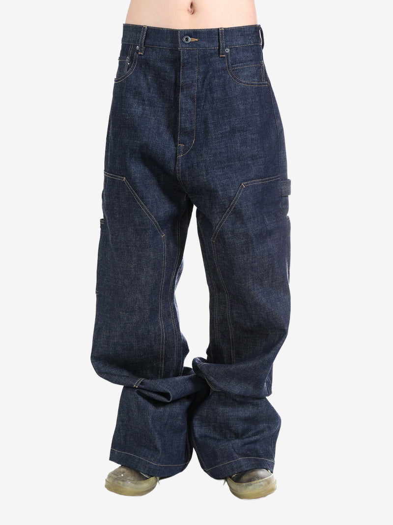 RICK OWENS DRKSHDW - Men Double Knee Geth Cut Pantaloni In Denim