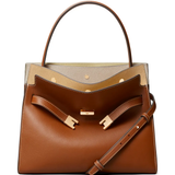 Brown leather handbag,front view
