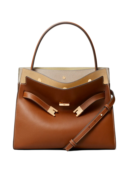 Brown leather handbag,front view