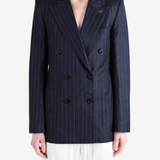 Navy jacket worn by a person, showing the jacket fit