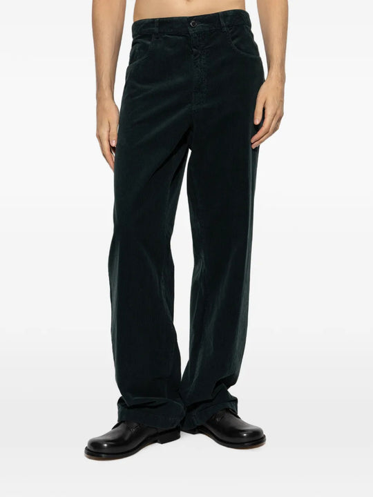 Green pants, full body view