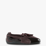 Burgundy flats, front view
