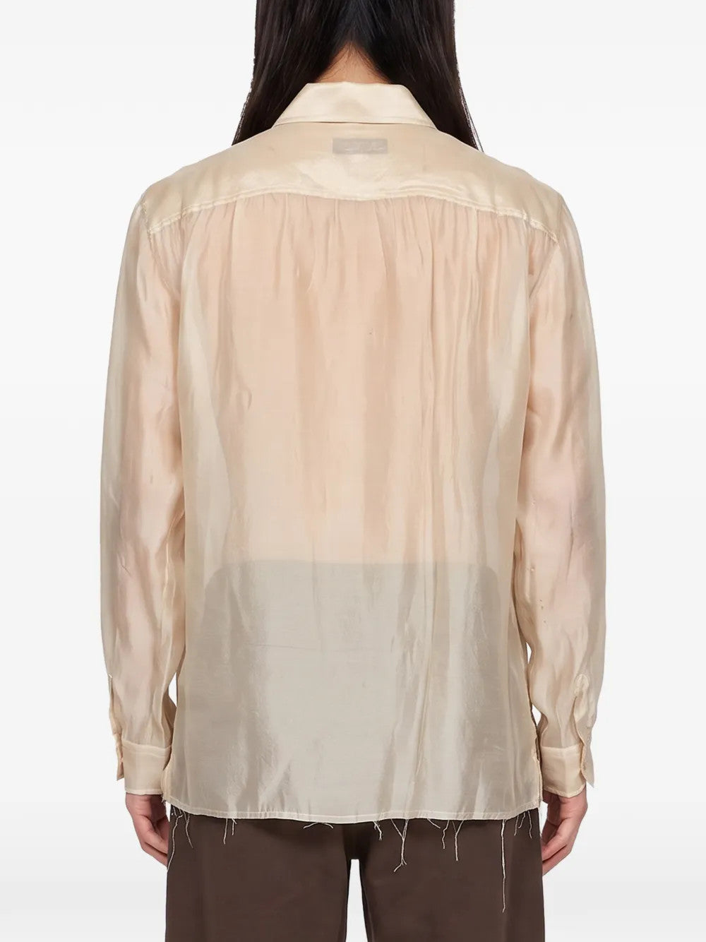 Tan shirt, full body view