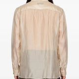 Tan shirt, full body view