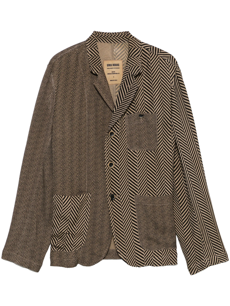 Brown and black striped jacket, front view