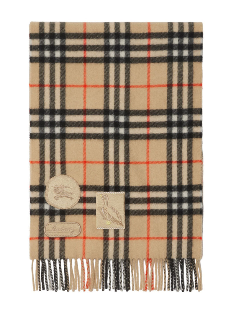 BURBERRY - Unisex 168X30 Appled Badges Medium Check Scarf