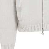 Close up of the white, showing texture of the wool fabric