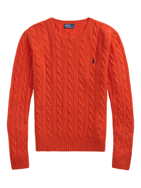 Orange knitwear, front view
