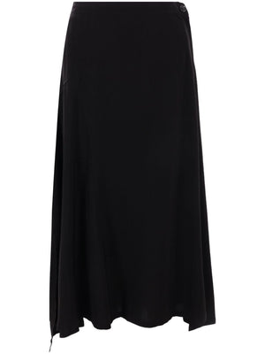 Y'S - Women  Gabardine Hard Twist Side Slit Flare Skirt