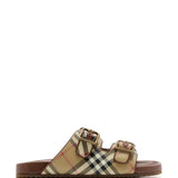 Tan sandals, side view
