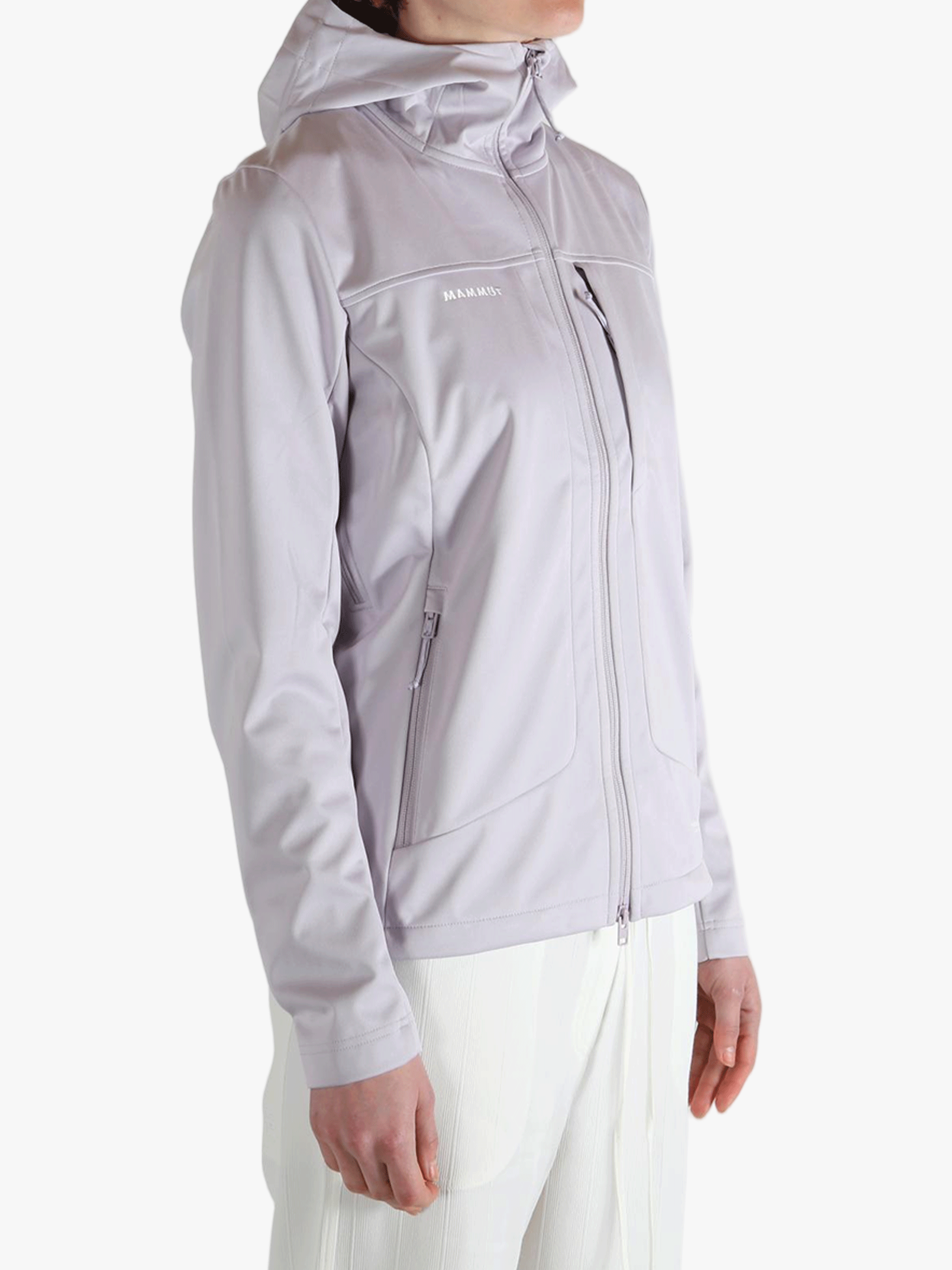 Purple jacket worn by a person, showing the jacket's fit