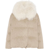 YVES SALOMON - Women Curly Shearling Collar Quilted Down Jacket