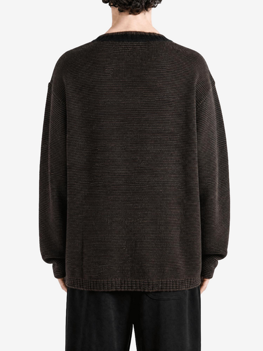 Brown knitwear, full body view