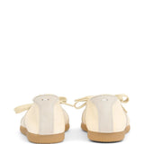 Tan shoes, back view